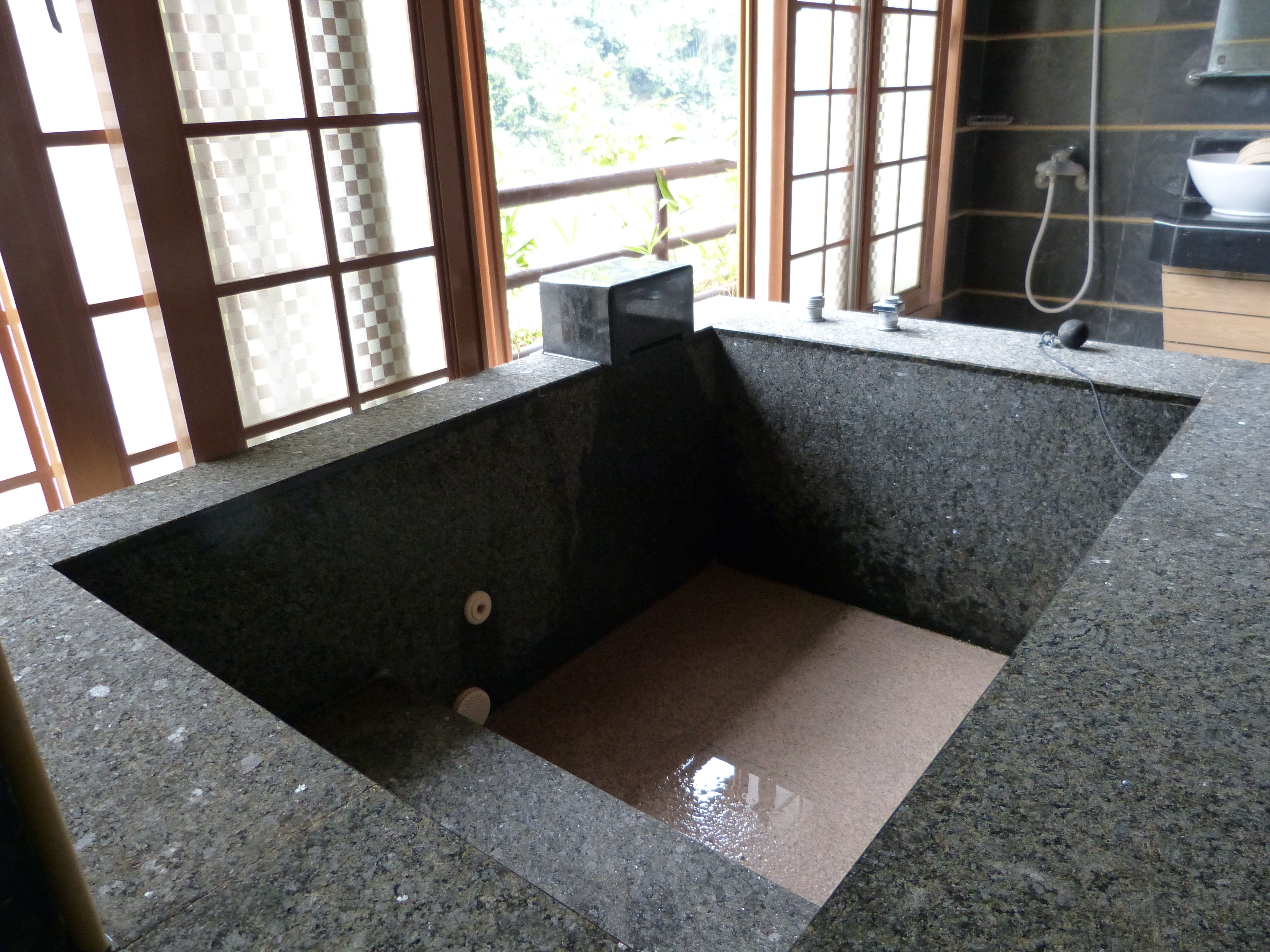 combined shower/bathtub, jetted bath, free toiletries, hair dryer