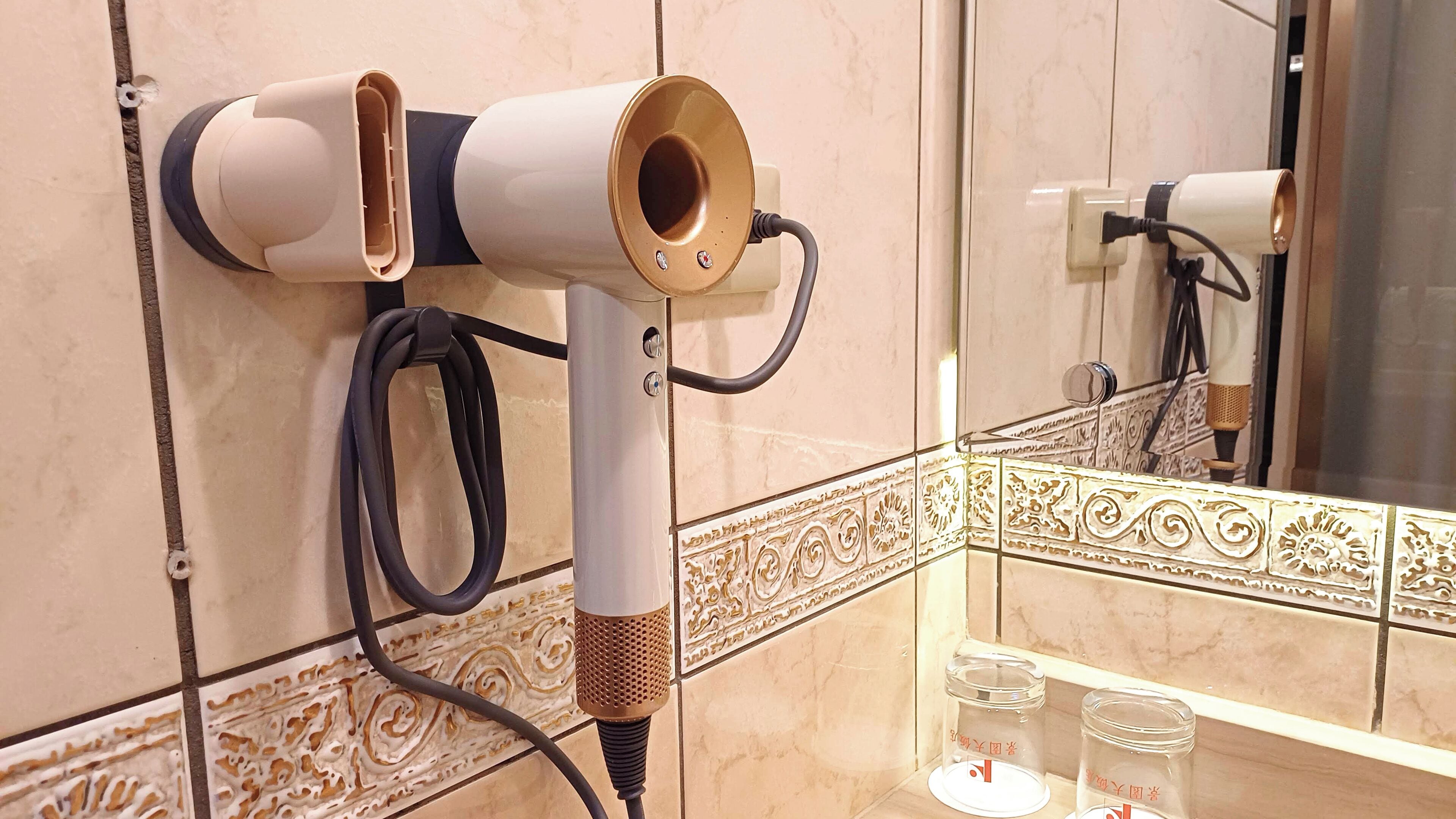 free toiletries, hair dryer, slippers, towels