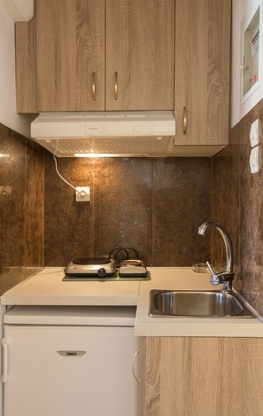 Standard-studio | Yksityinen keittonurkkaus | Jääkaappi, kahvin-/teenkeitin, vedenkeitin