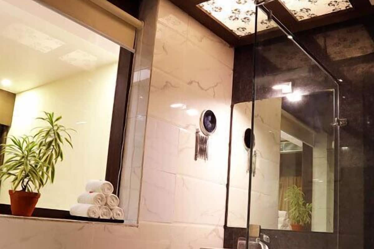 shower, free toiletries, hair dryer, slippers