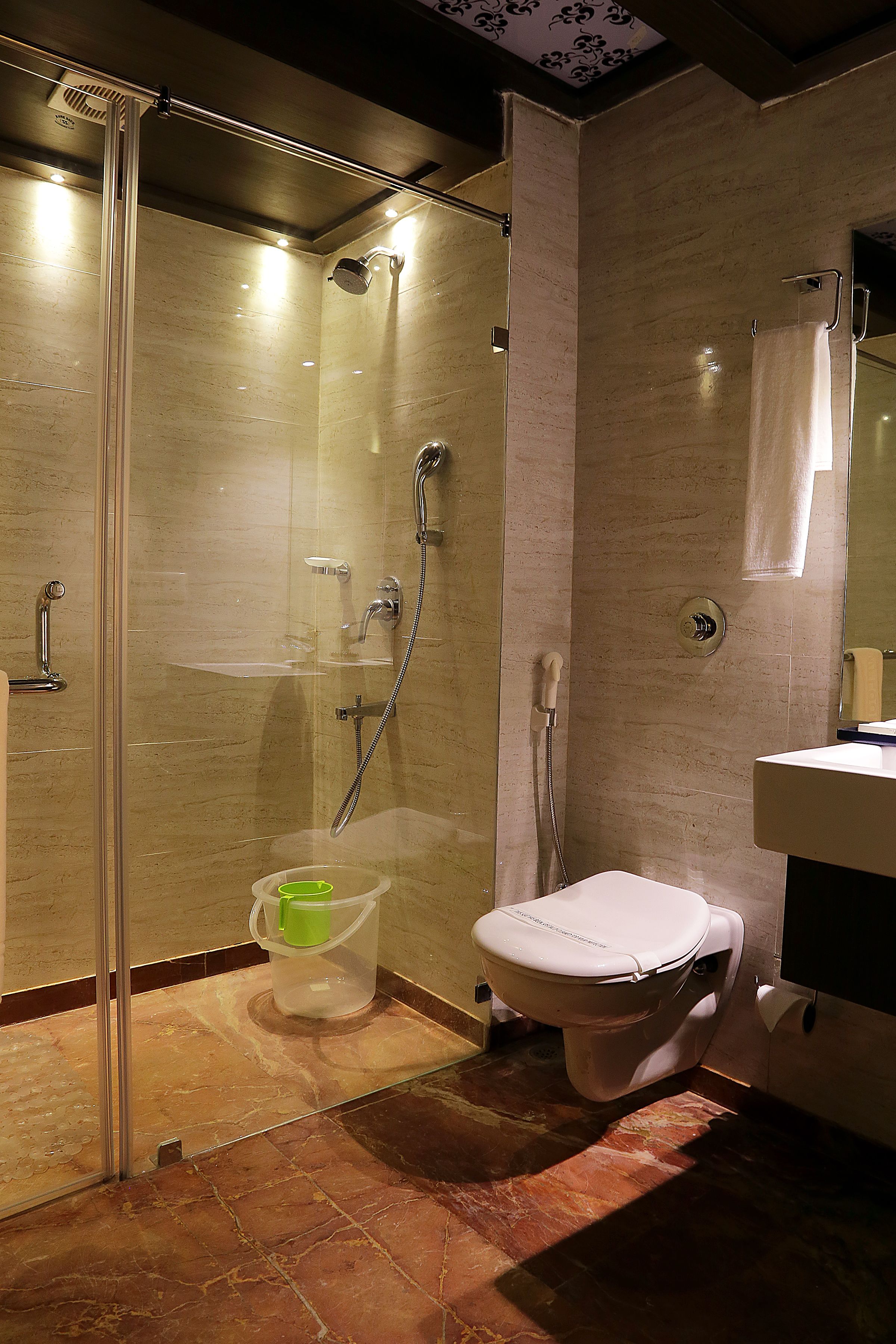 elita room  | bathroom | shower, free toiletries, hair dryer, slippers