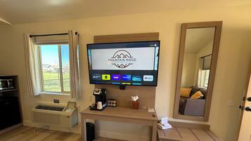 Premium Cabin, 1 King Bed, Refrigerator & Microwave, Mountain View | Television