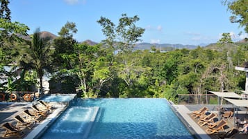 Outdoor pool, pool loungers