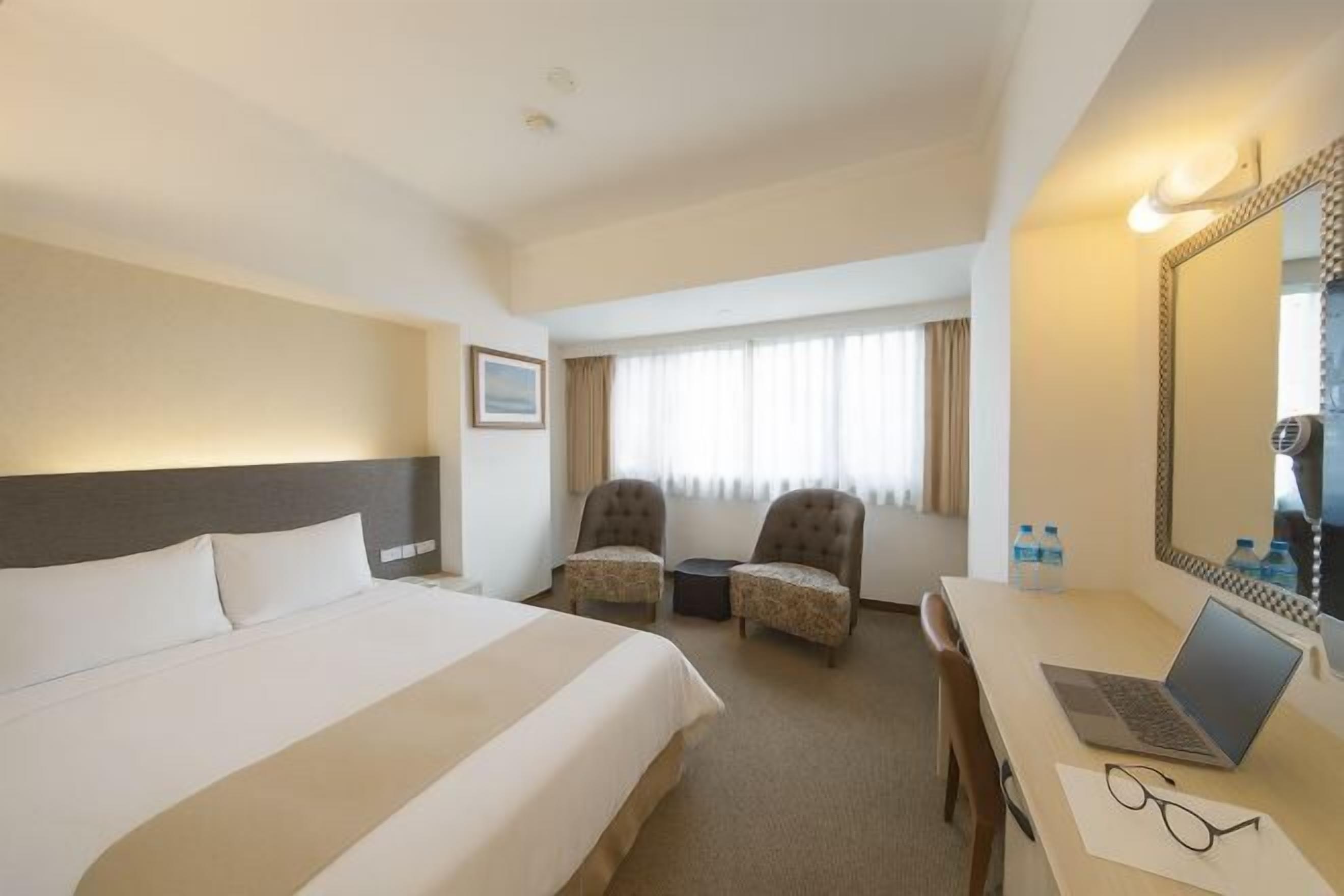 1 bedroom, premium bedding, blackout drapes, iron/ironing board