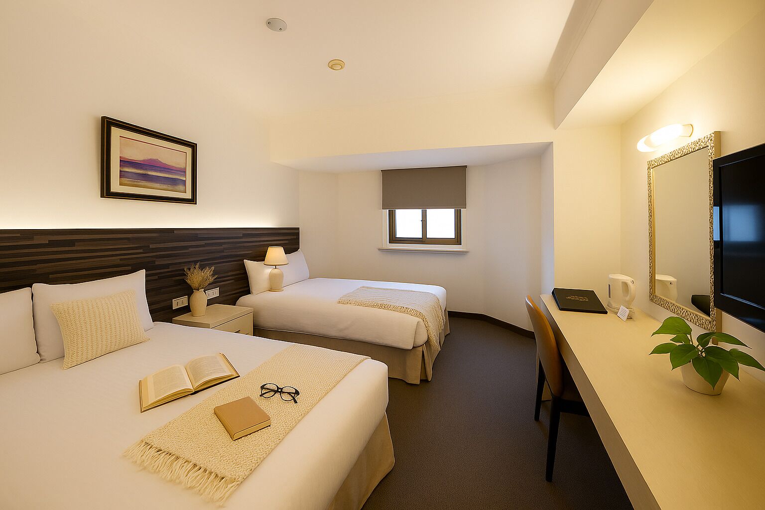 1 habitación, ropa de cama de alta calidad y cortinas blackout 