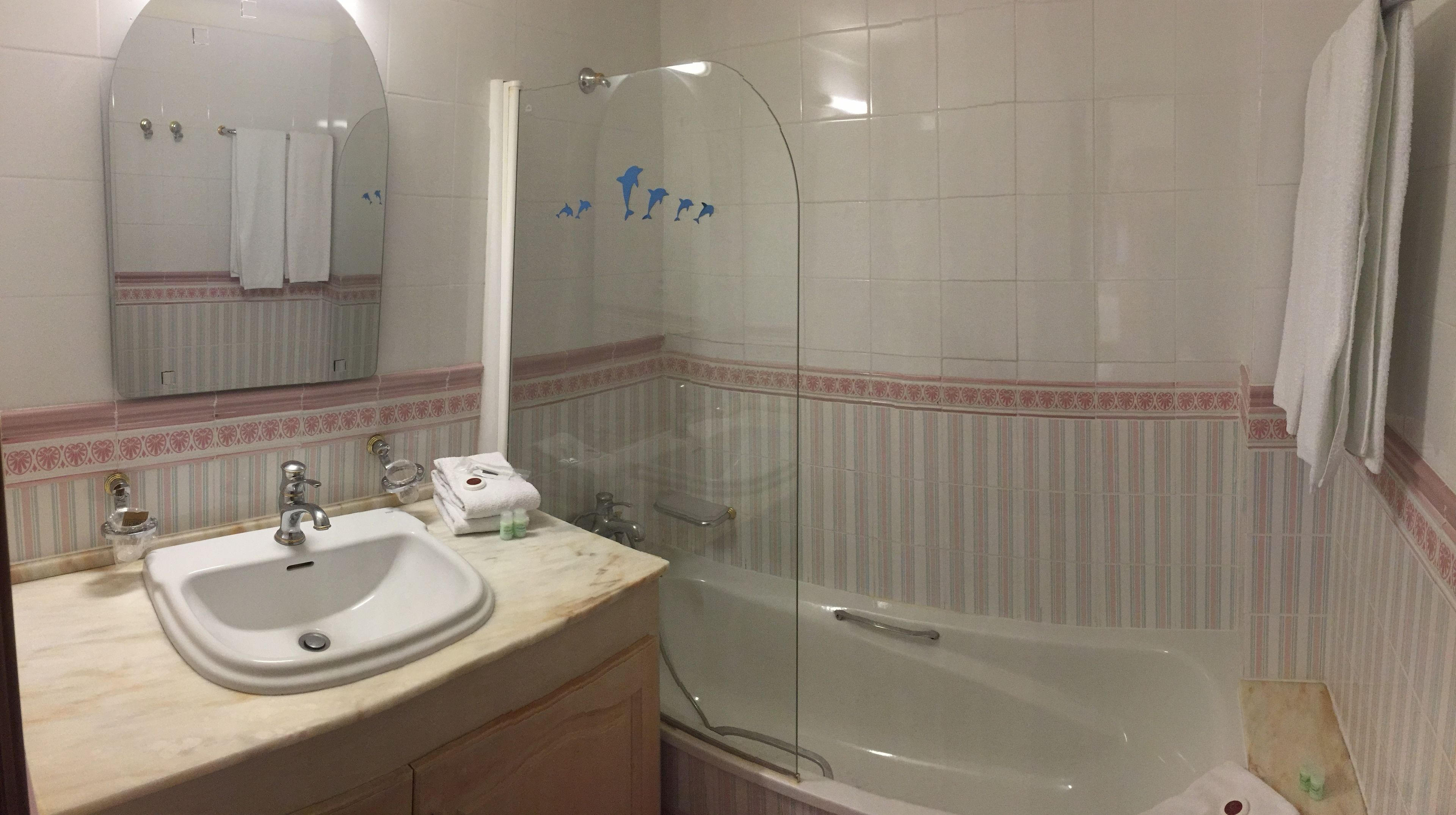 hair dryer, bidet, towels