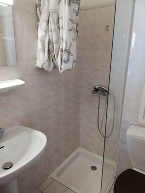 Triple Room, Private Bathroom, Mountain View (hôtel 2 étoiles) | Bathroom - L'auberge D'eygliers (Eygliers)