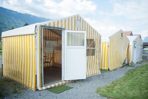 Private triple tent shared bathroom