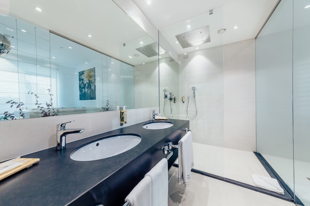 luxury studio suite, 1 king bed (direct access) | bathroom | shower, free toiletries, hair dryer, bidet