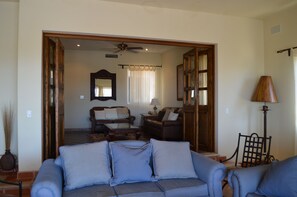 Luxury Villa, 3 Bedrooms, Ocean View | Living area | Flat-screen TV, DVD player