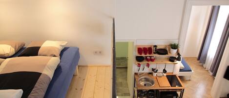 Huoneisto, 1 makuuhuone | Pimennysverhot, silitysrauta/-lauta, ilmaiset vauvansängyt