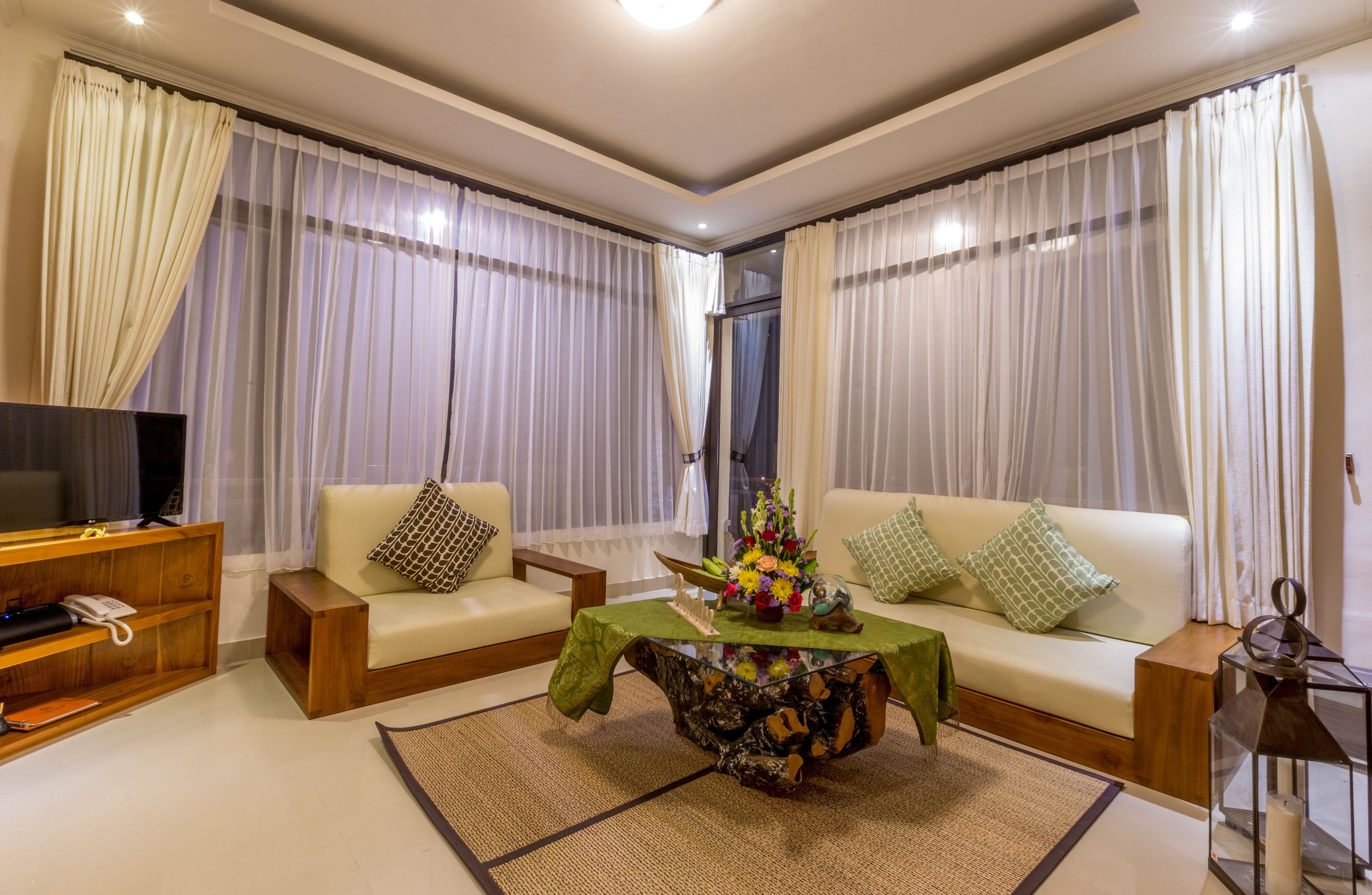 two bedroom suite | living area | 42-inch lcd tv with cable channels, tv