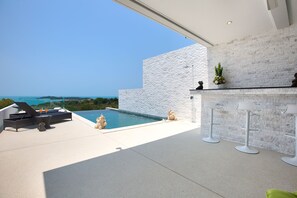Comfort Villa, 4 Bedrooms, Private Pool, Sea View | Terrace/patio - Villa Blue Bay 4 Bedroom Pool Villa (Koh Samui)