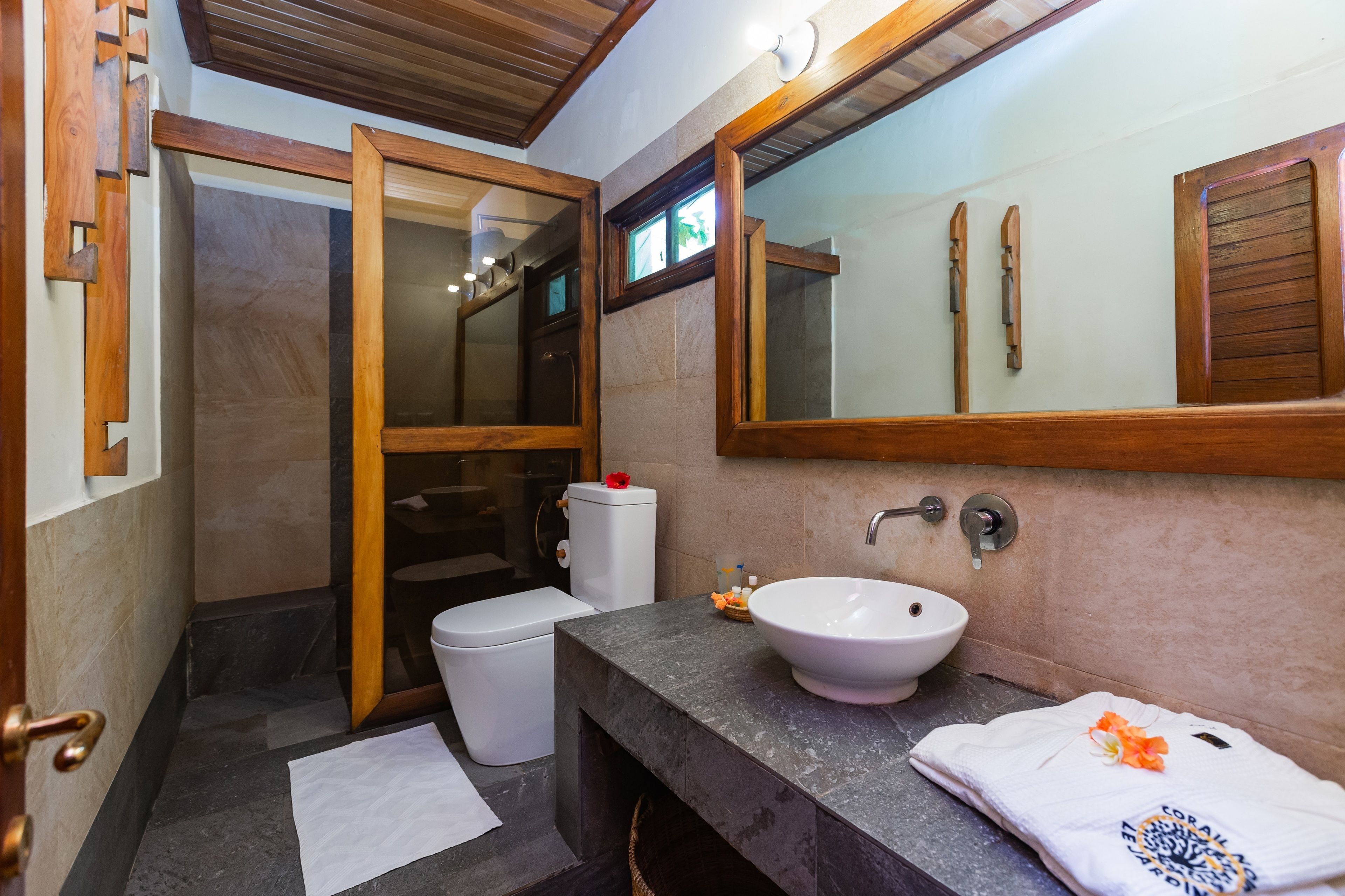double bungalows | bathroom | shower, free toiletries, hair dryer, bidet