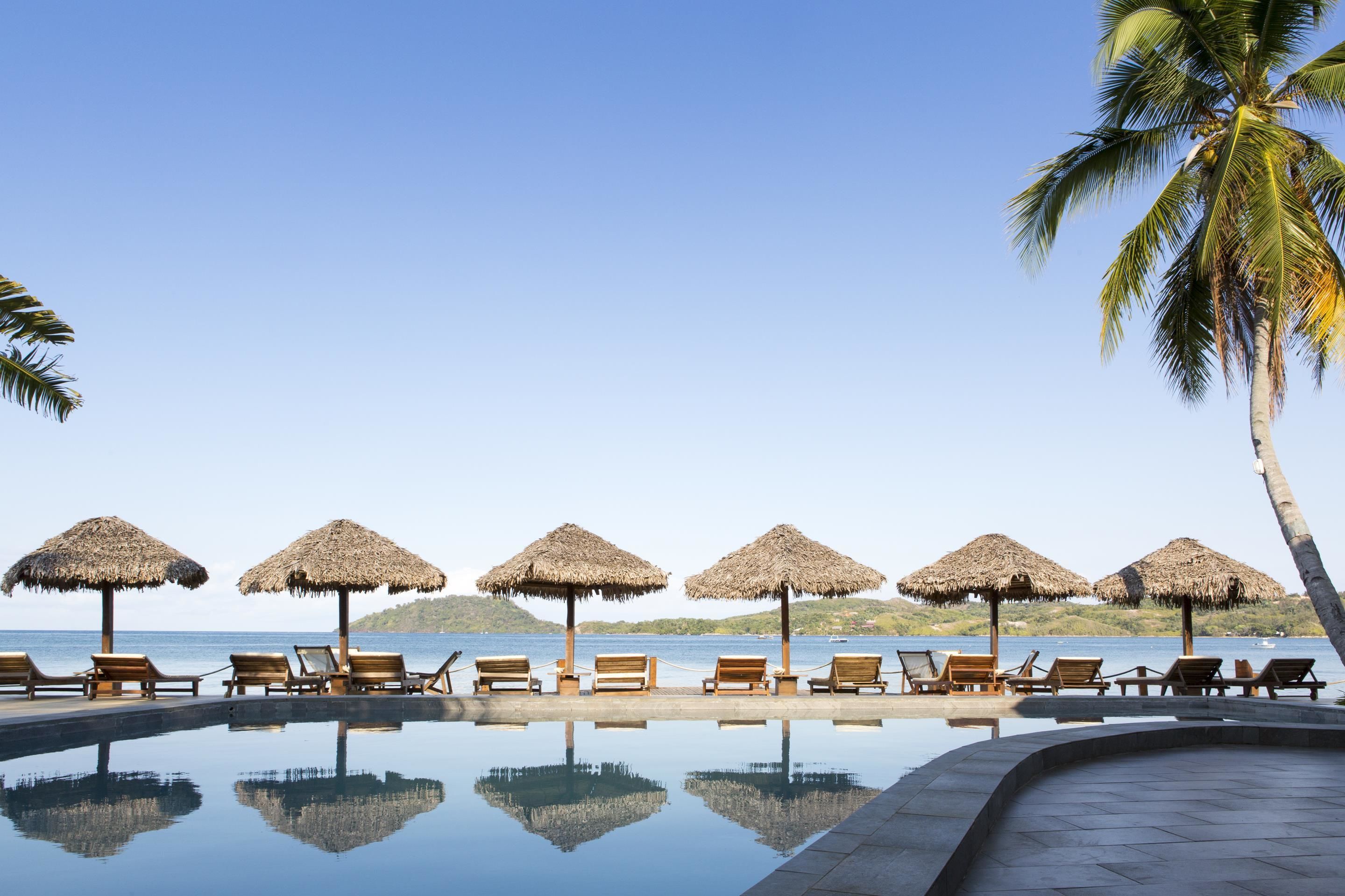 outdoor pool, pool loungers