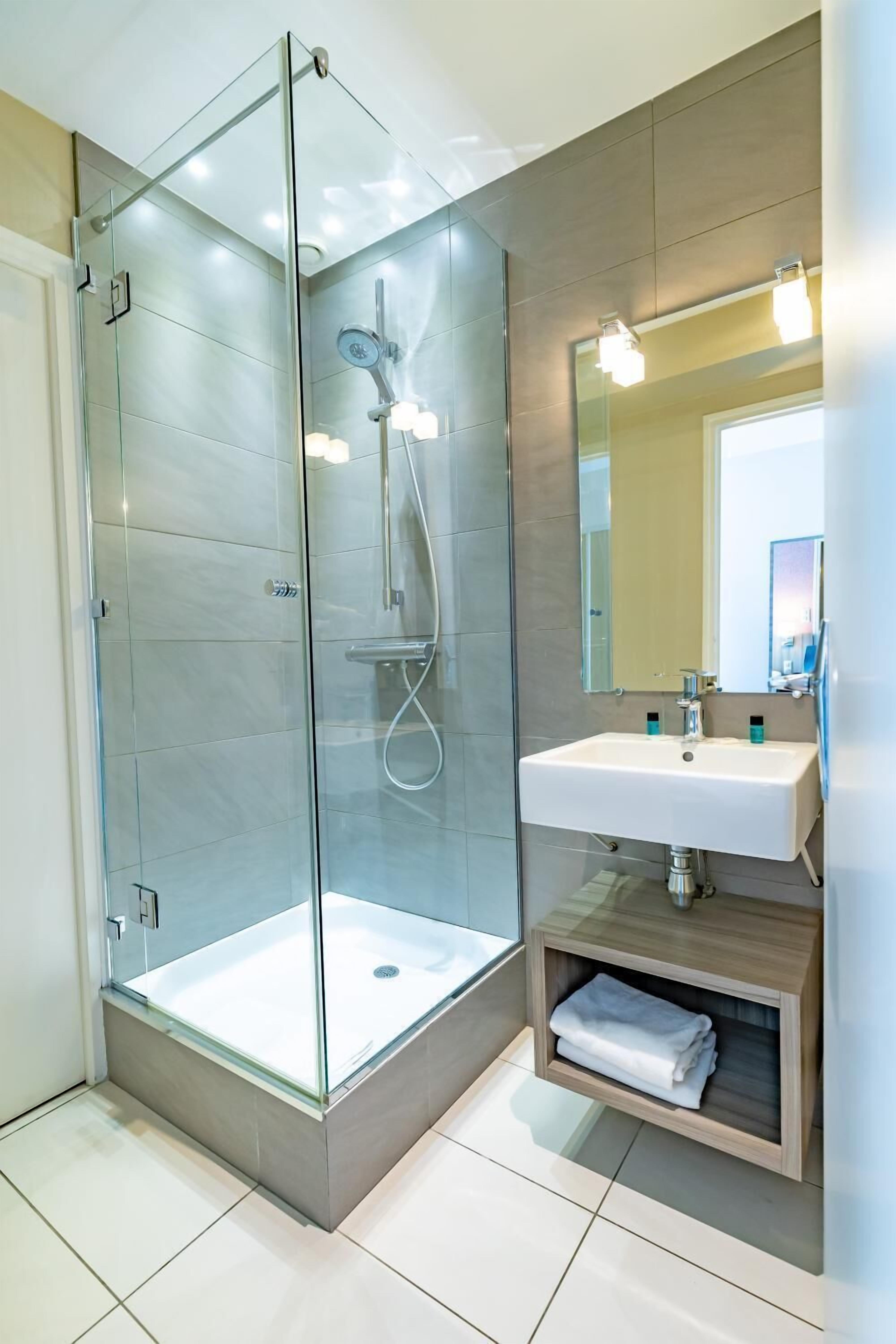 free toiletries, hair dryer, towels