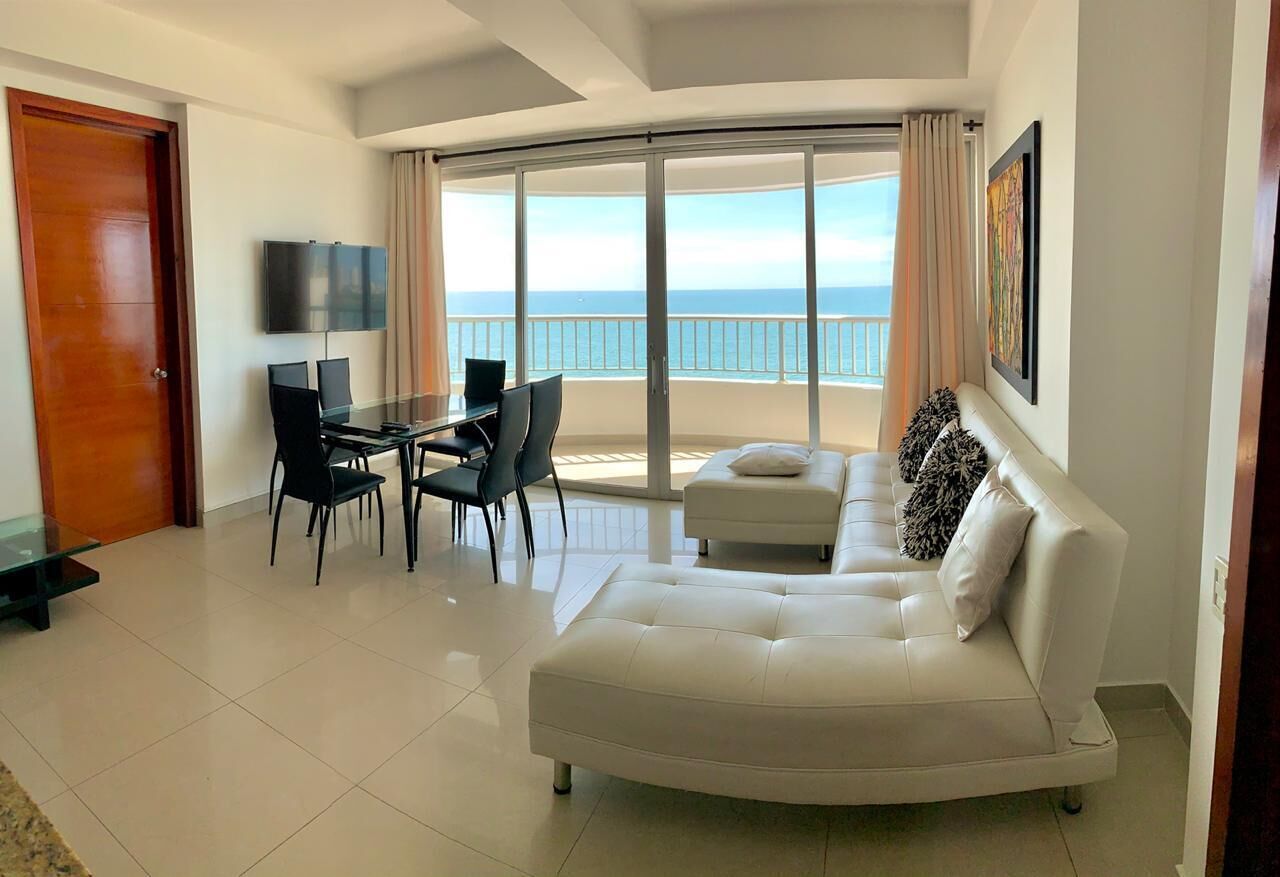 Premium Apartment, 2 Bedrooms, Balcony, Beach View | Living room | 32-inch LCD TV with cable channels, TV