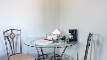Fridge, microwave, coffee/tea maker