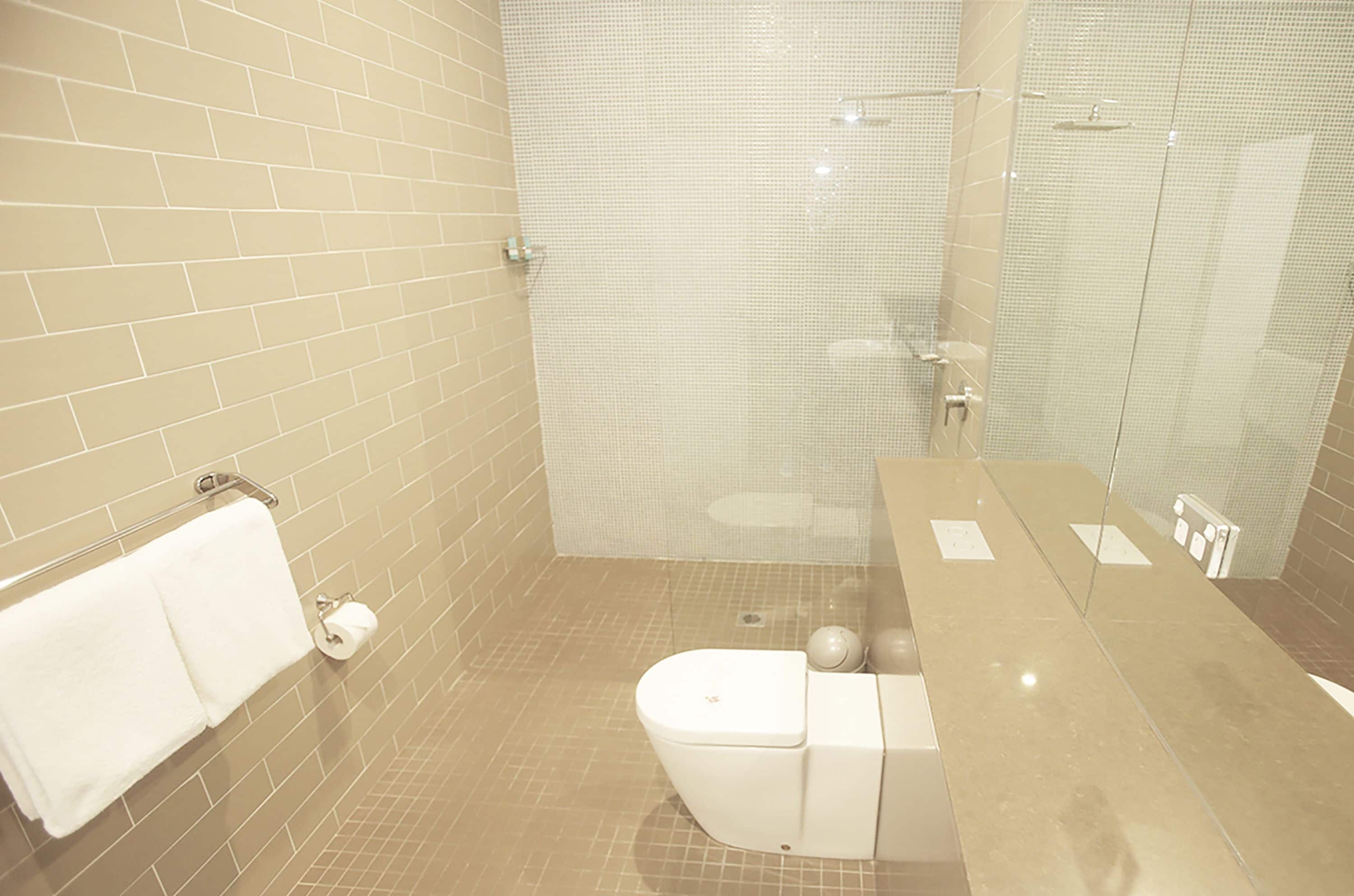 queen room | bathroom | shower, rainfall showerhead, free toiletries, hair dryer