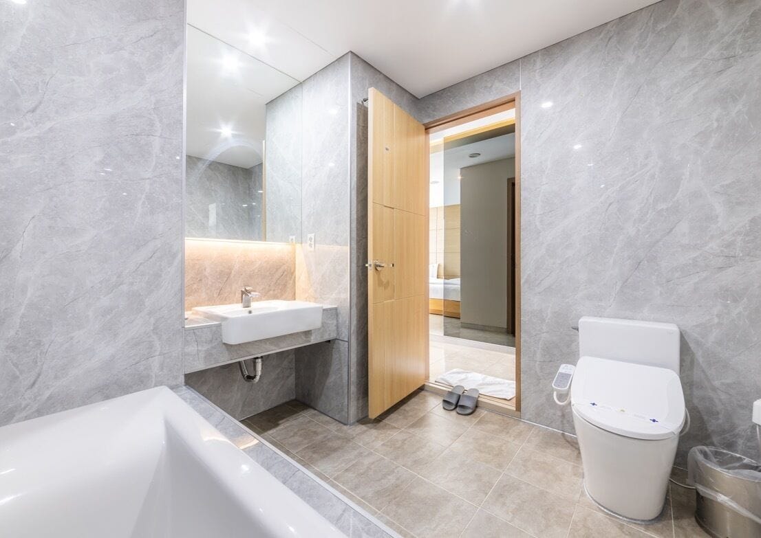 free toiletries, hair dryer, slippers, towels