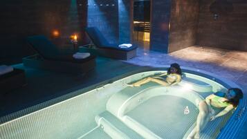 Sauna, hot tub, steam room, hot stone massages, deep-tissue massages