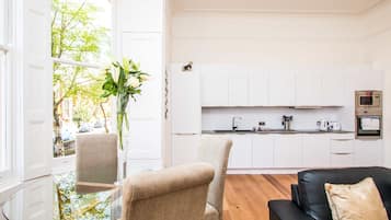 Superior Apartment, 2 Bedrooms | Private kitchen | Full-sized fridge, microwave, oven, stovetop