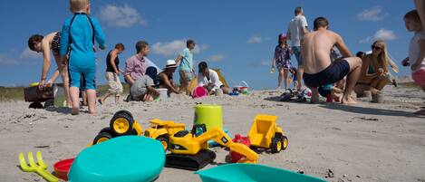 On the beach, white sand