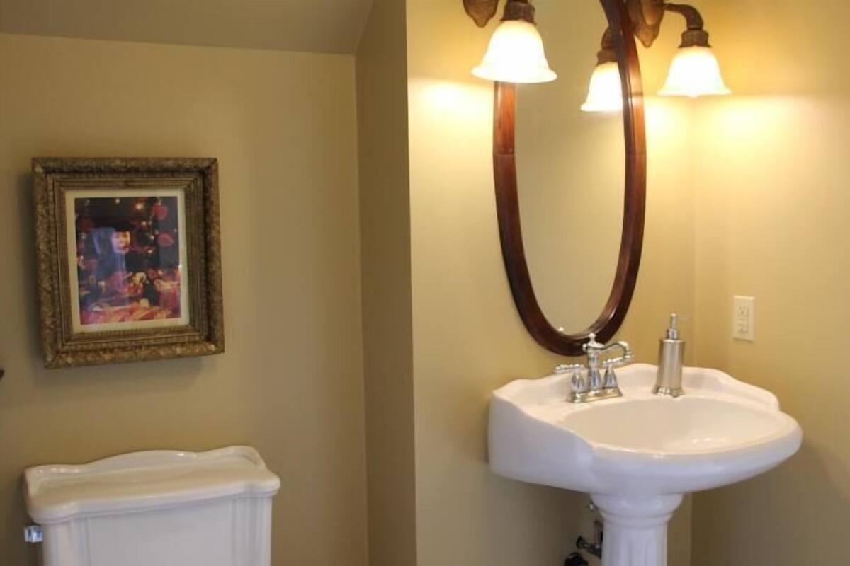 combined shower/bathtub, jetted bath, free toiletries, hair dryer