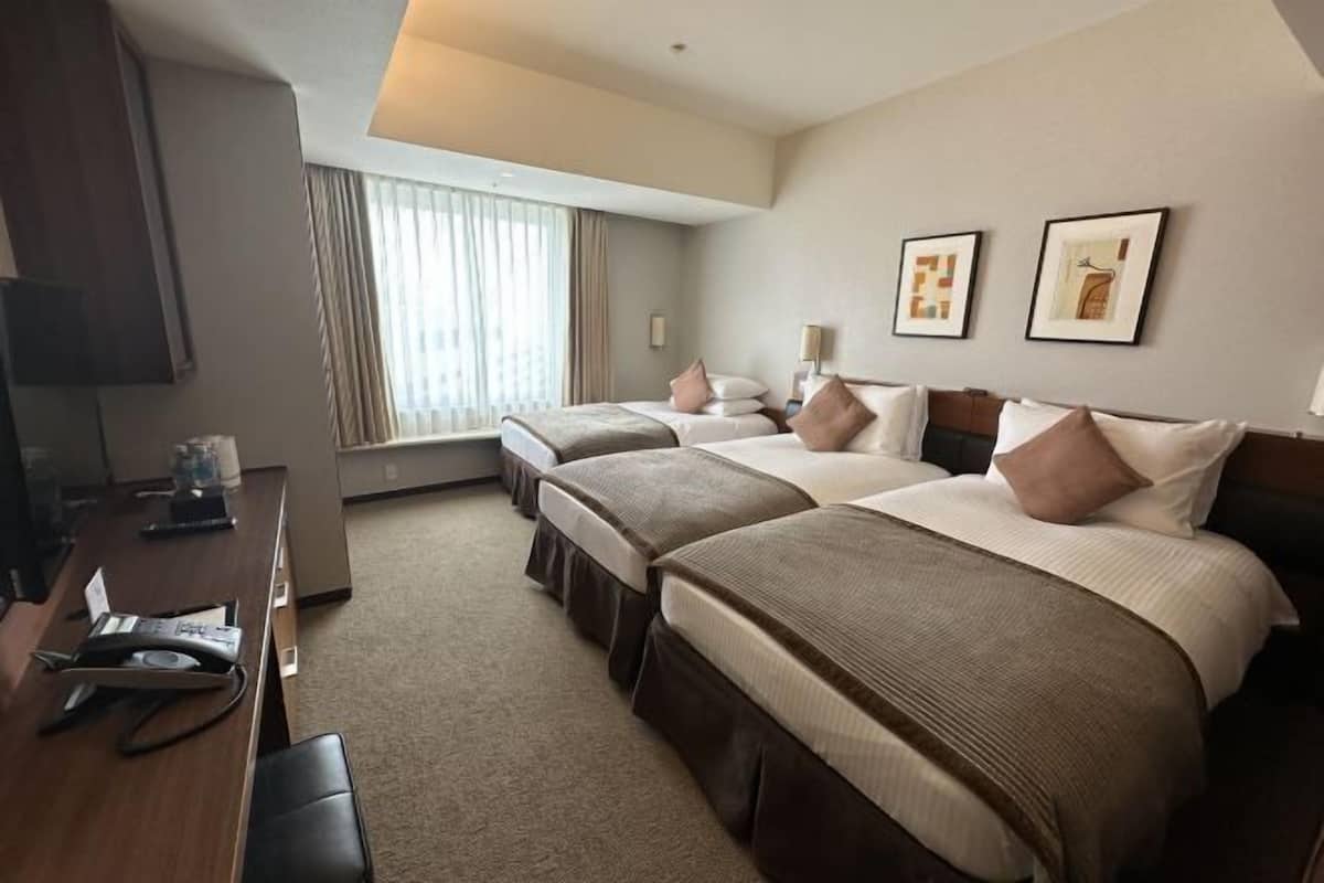 Hypo-allergenic bedding, in-room safe, desk, blackout curtains