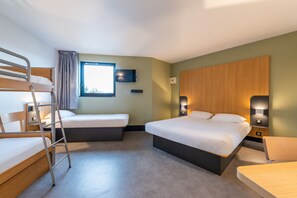 Escritorio, sistema de insonorización, wifi gratis y ropa de cama