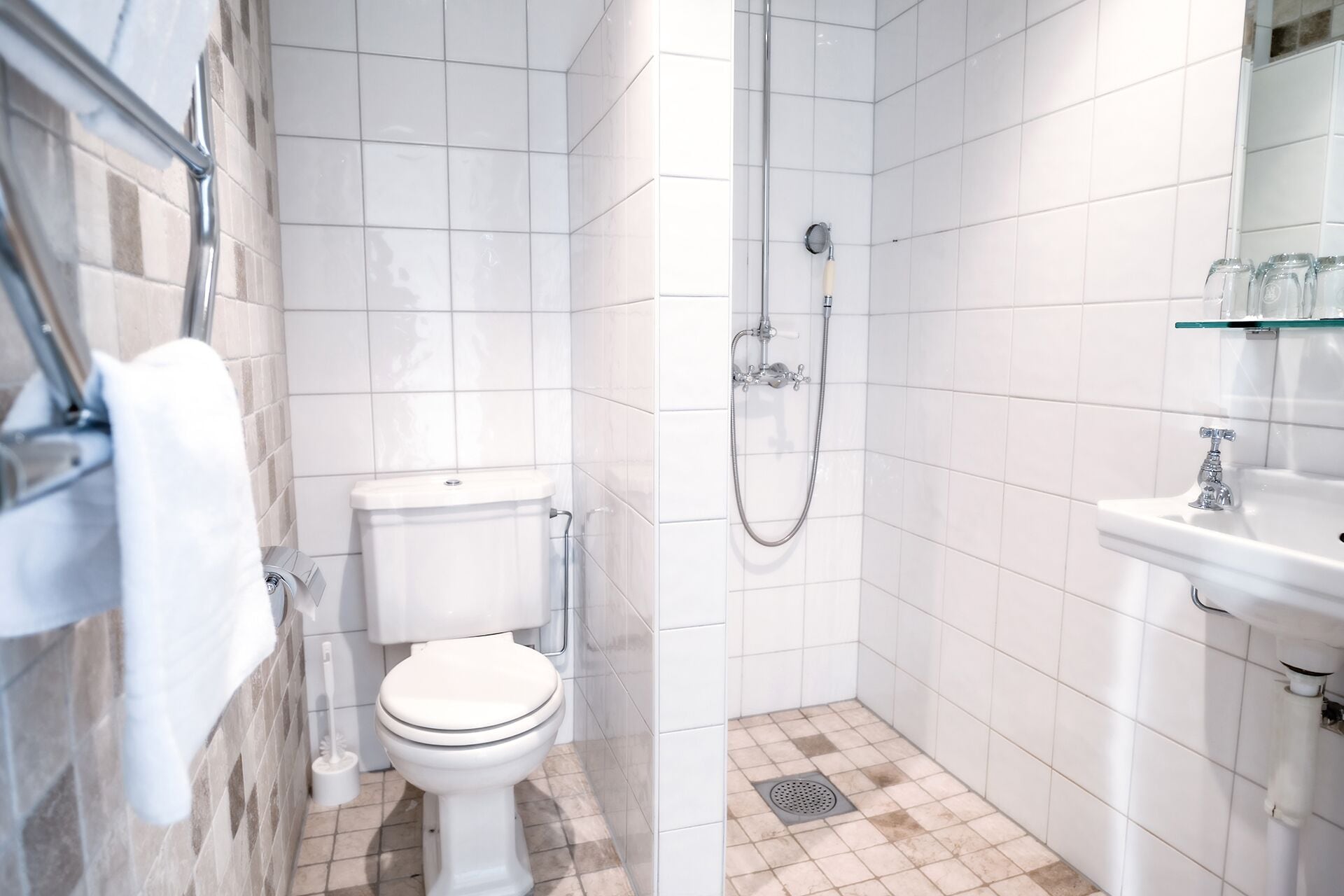 bathroom | shower, hair dryer, towels, soap