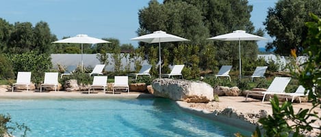 Outdoor pool, pool loungers