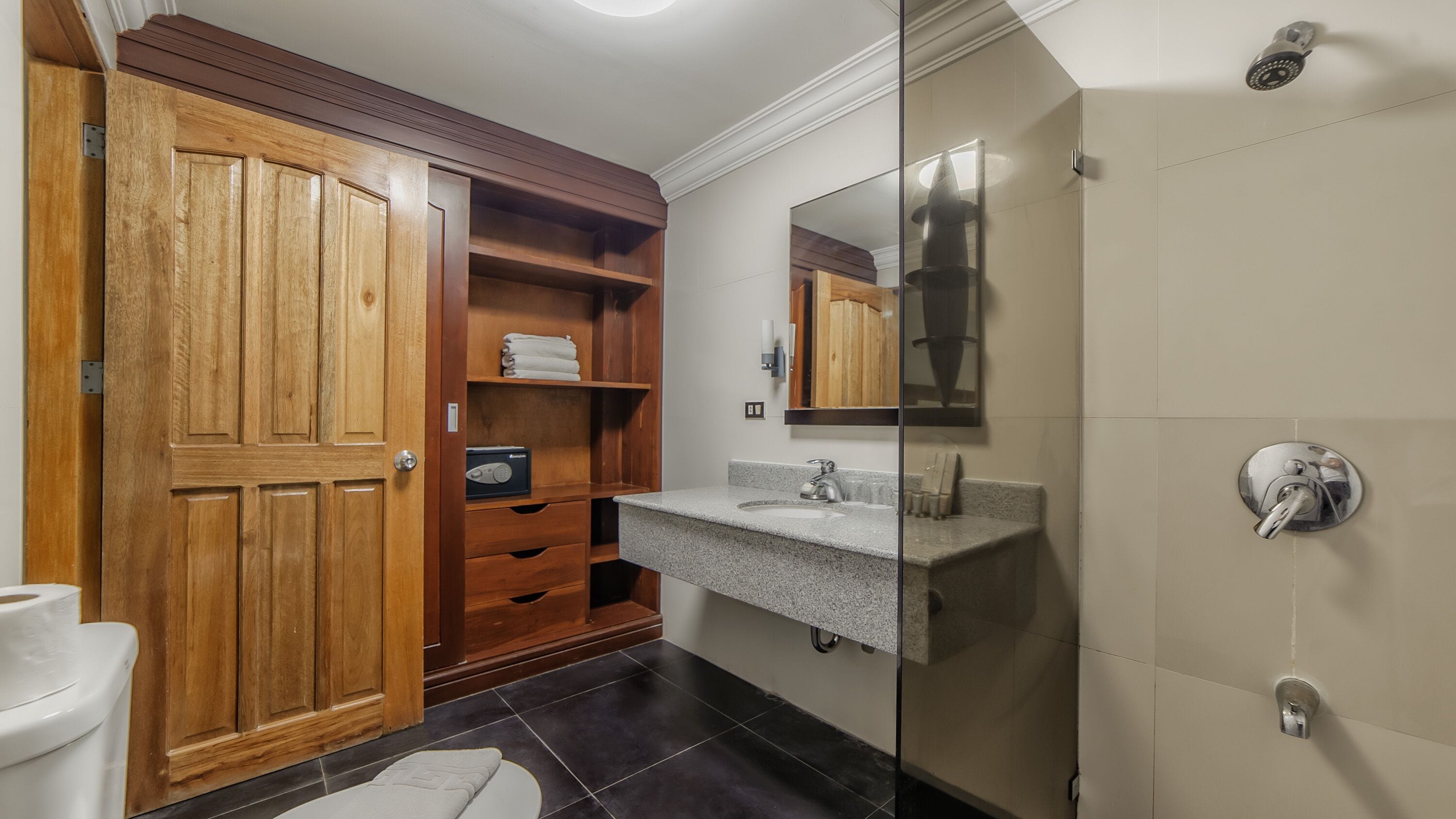 superior room | bathroom | shower, free toiletries, hair dryer, towels