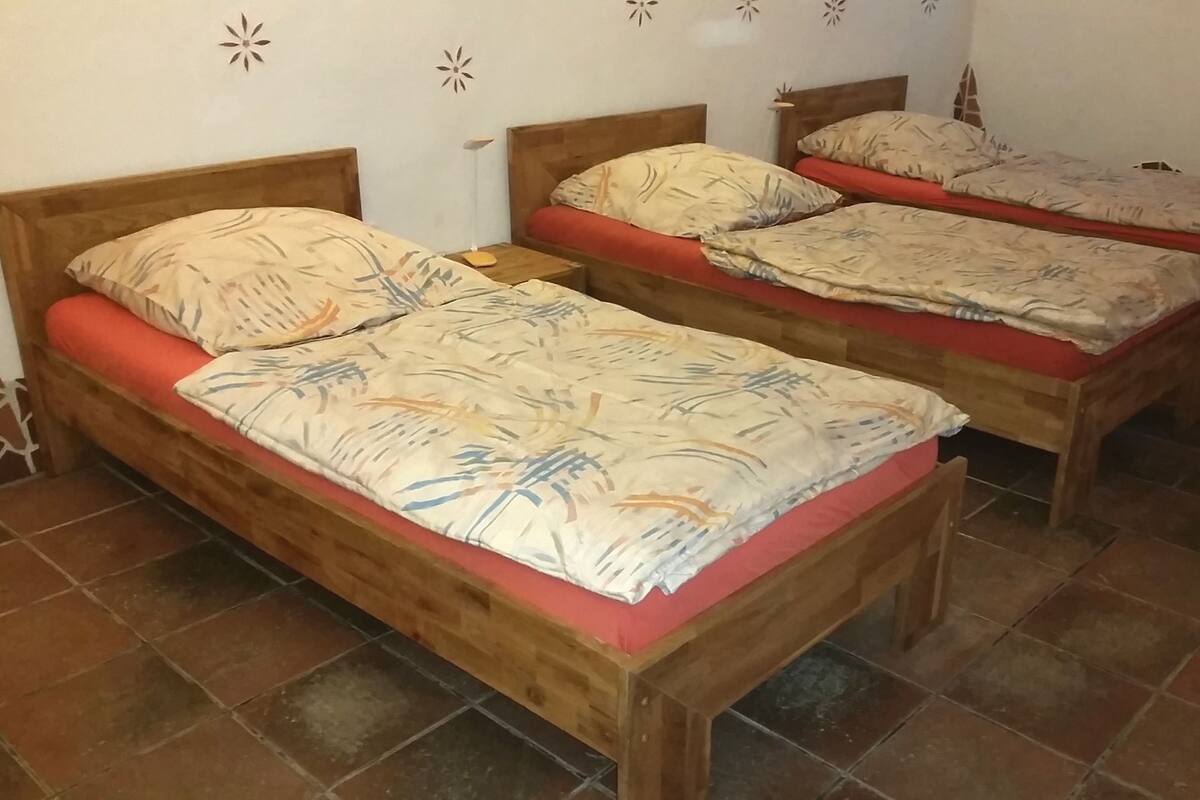 Fyrbäddsrum (Hof-Appartement) | Skrivbord, strykjärn/strykbräda, gratis wi-fi och sängkläder
