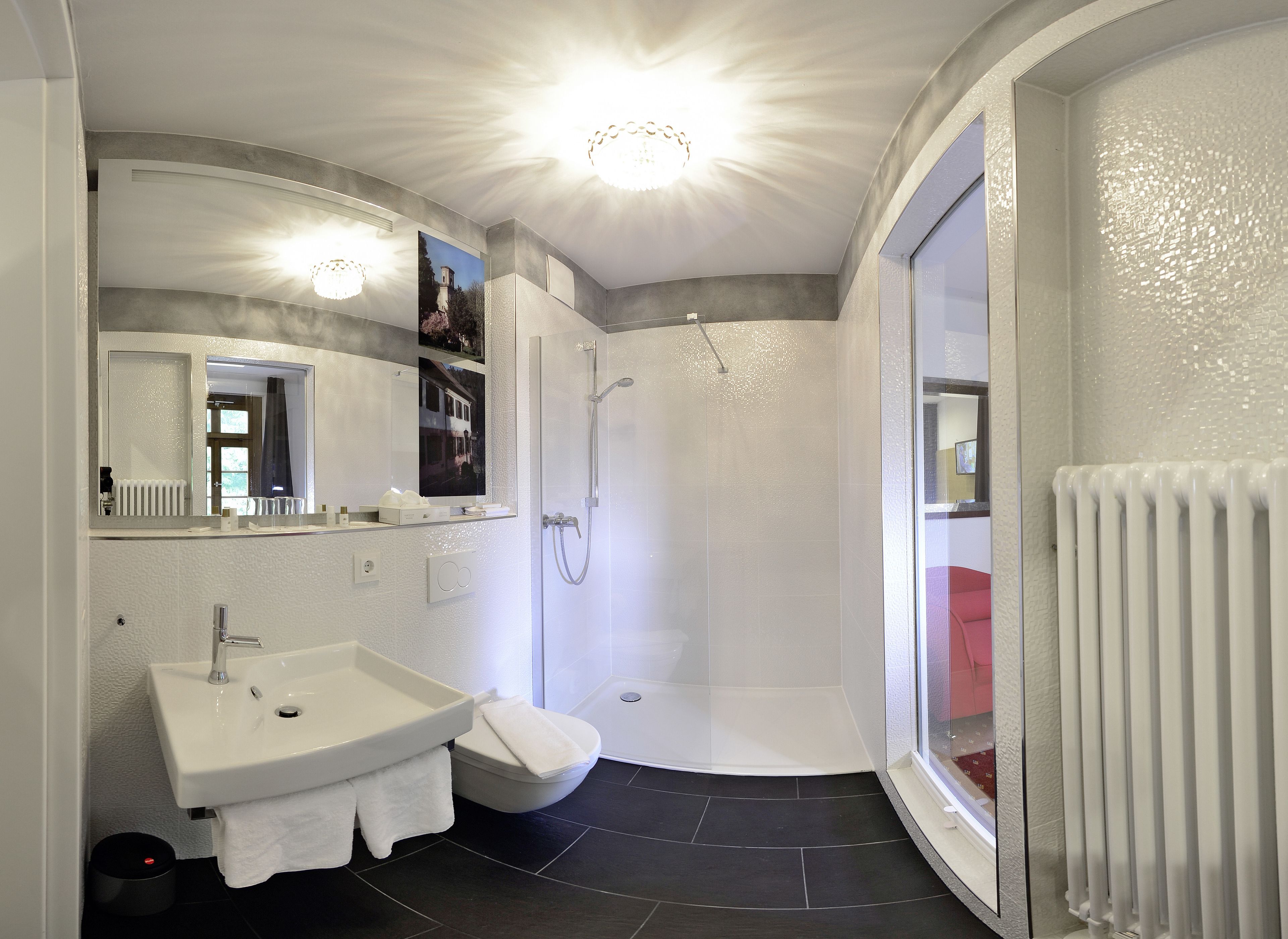 free toiletries, hair dryer, towels