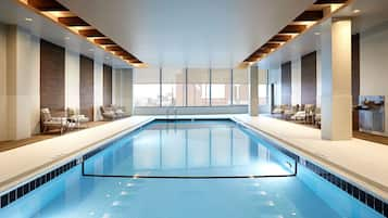 Indoor pool, open 6:30 AM to 11:00 PM, sun loungers