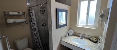 King Room with Futon non smoking | Bathroom | Shower, free toiletries, hair dryer, towels