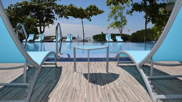 Outdoor pool, sun loungers