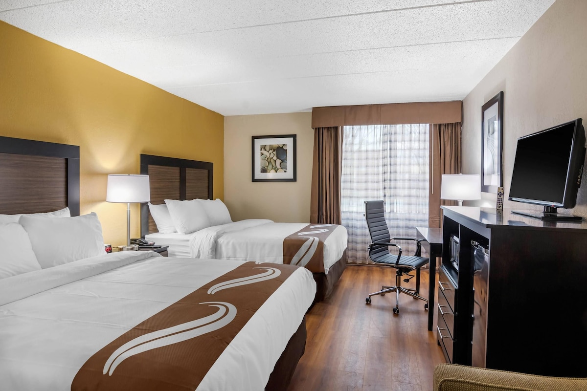 Standard Room, 2 Queen Beds, Accessible, Non Smoking | Desk, laptop workspace, blackout drapes, soundproofing