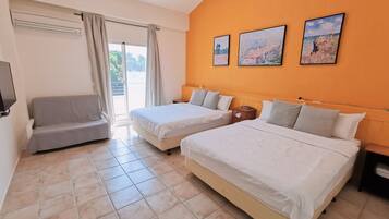 Family Quadruple Room, Balcony, Mountainside | Premium bedding, desk, free WiFi, bed sheets