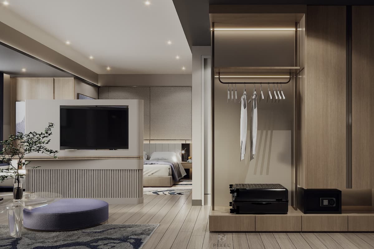 Coffres-forts dans les chambres, bureau, fer et planche Ă repasser