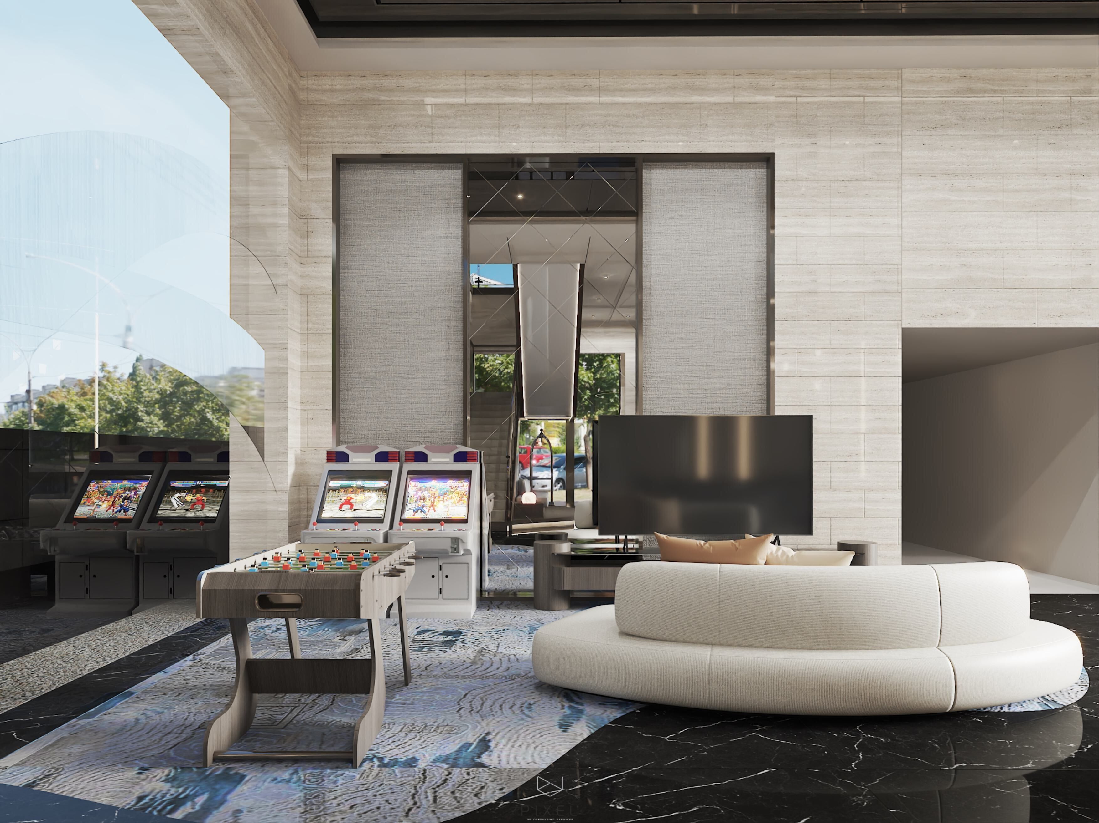 Coin salon dans le hall