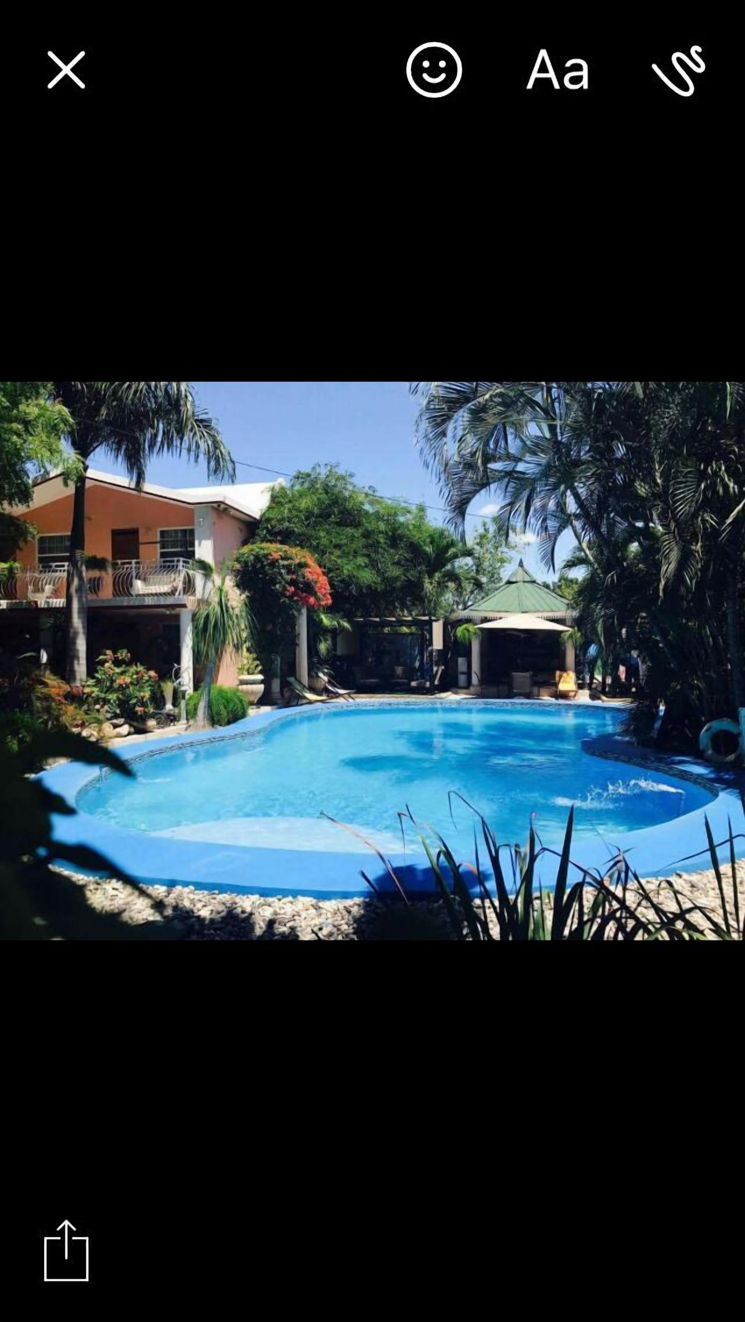 outdoor pool, pool loungers