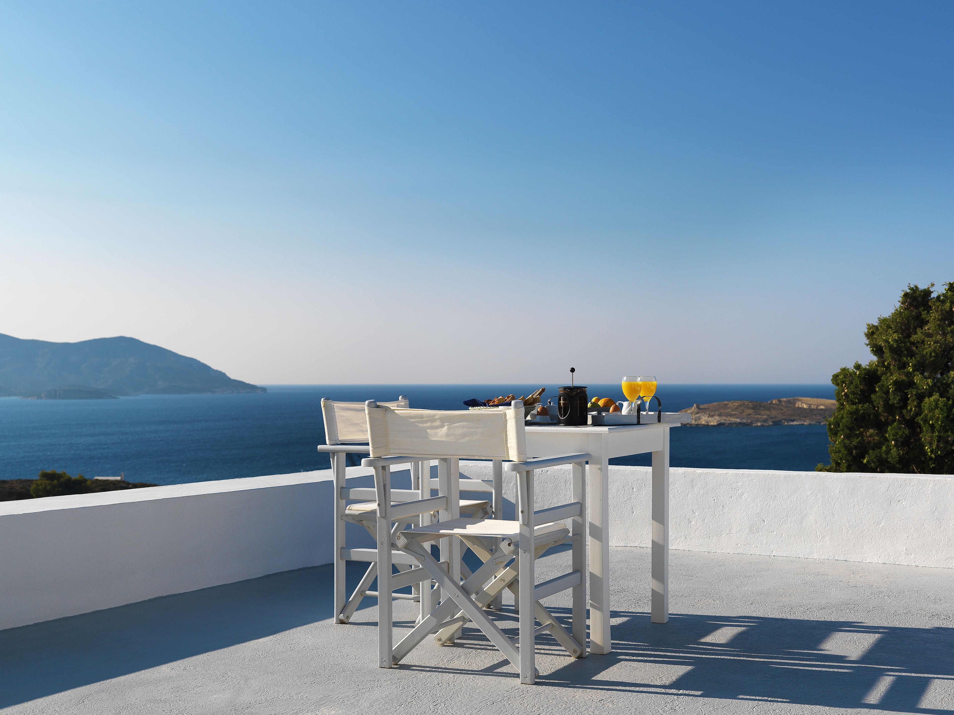 Deluxe-værelse til 4 personer - terrasse (Strogilo) | Terrasse/gårdhave