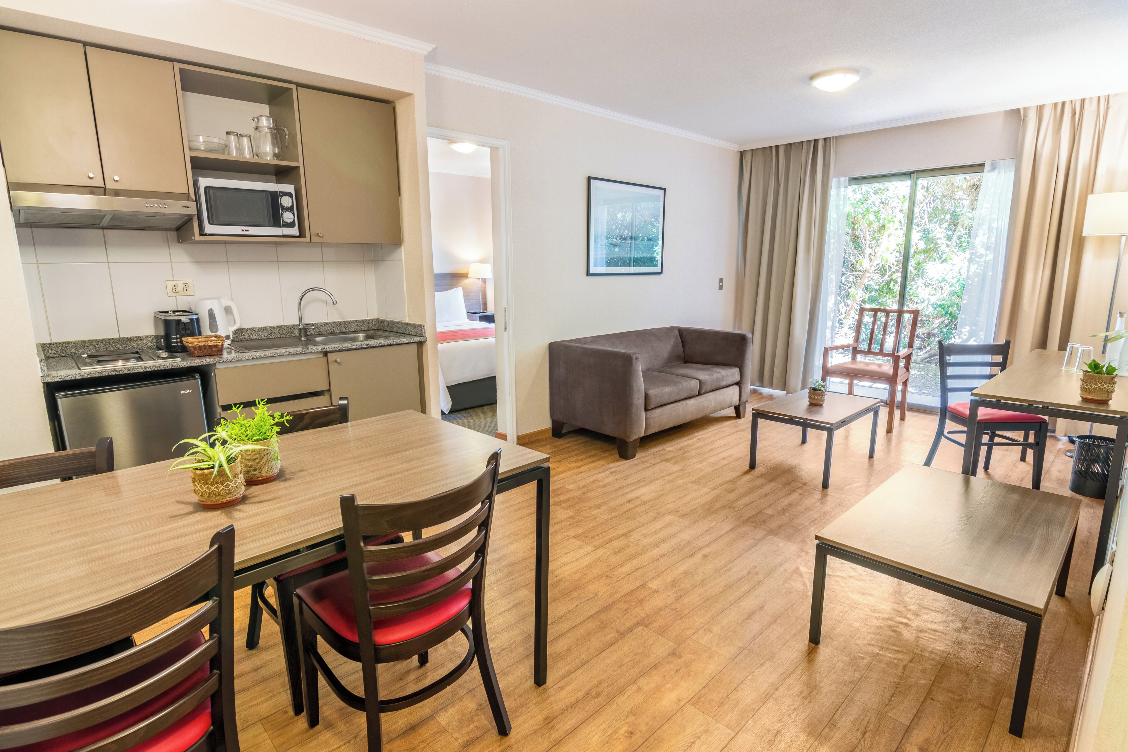 42-inch flat-screen TV with cable channels, TV