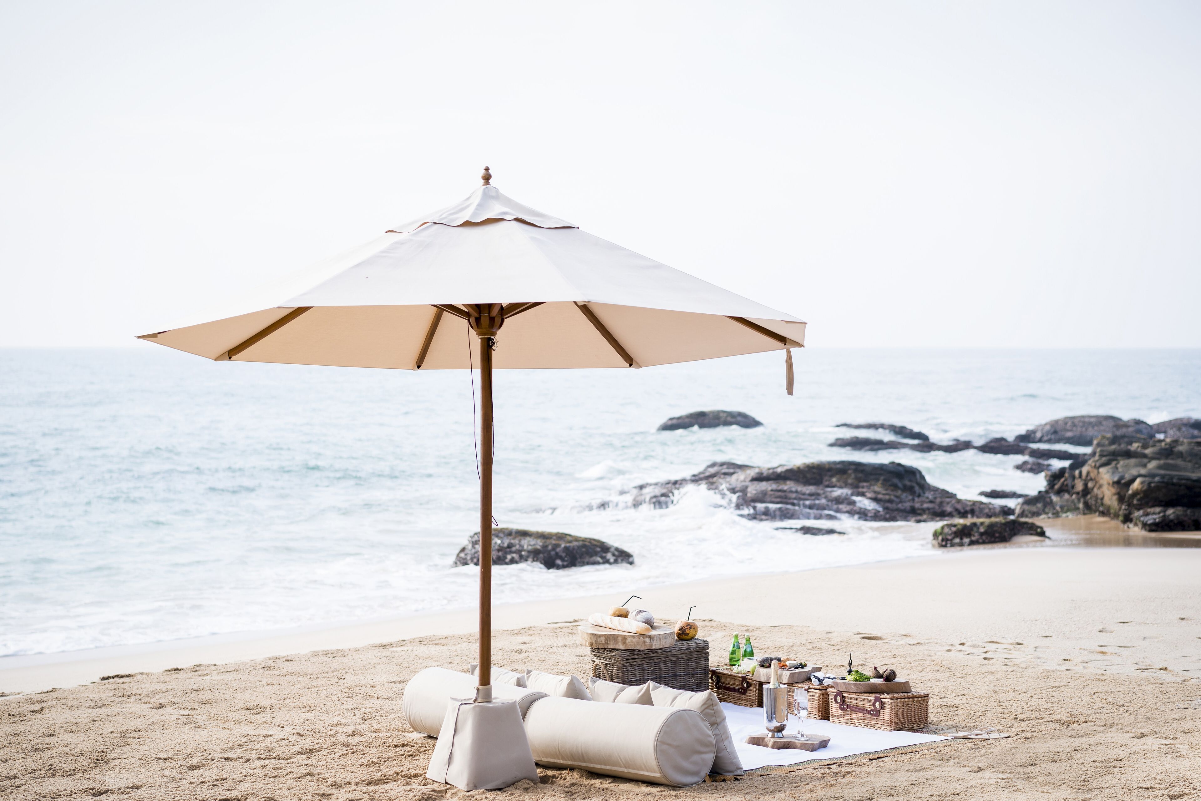 On the beach, beach towels