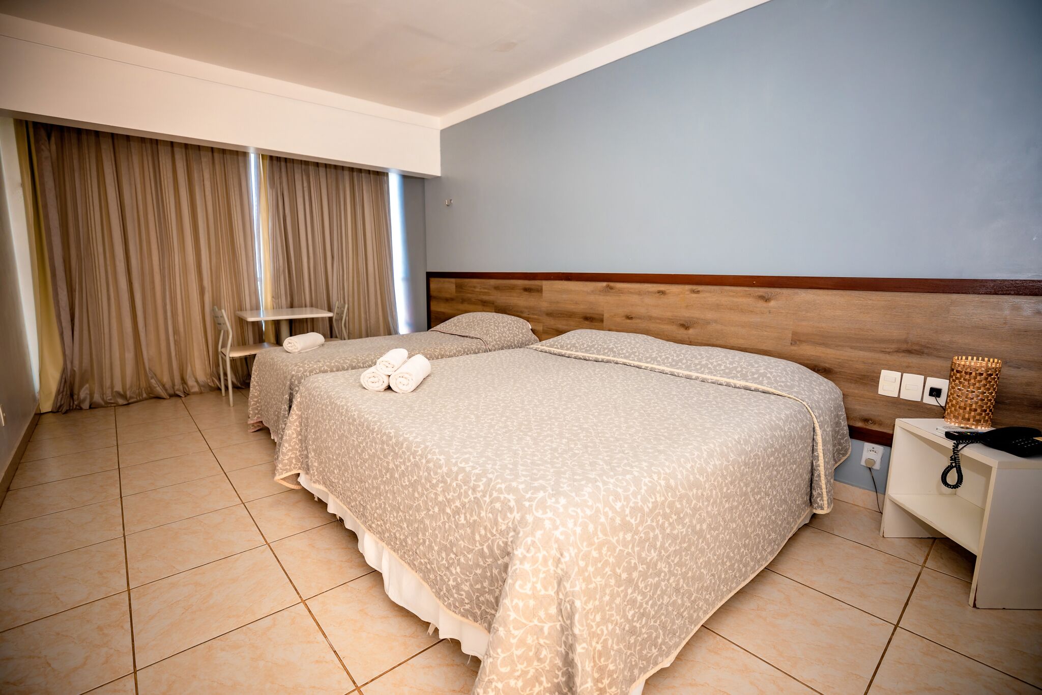 minibar, desk, blackout curtains, bed sheets