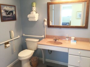 Combined shower/tub, hydromassage showerhead, free toiletries - Cape View Motel (North Truro)