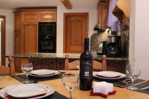 Deluxe Apartment, 3 Bedrooms, Mountain View, Mountainside (120 CHF Cleaning Fee) | Private kitchen | Fridge, microwave, stovetop, coffee/tea maker