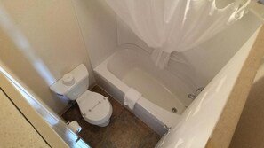 Ensemble baignoire-douche, articles de toilette (gratuits)